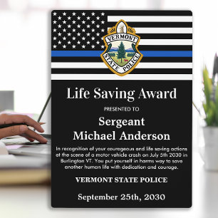 Plaque Photo Service de sauvetage de la police Bureau de logo p