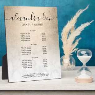 Plaque Photo Services d'artiste maquillage en marbre blanc en o