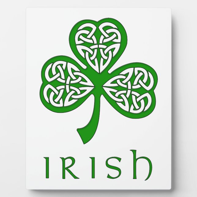 Plaque Photo Shamrock de noeud celtique biseauté sur texte irla (Devant)