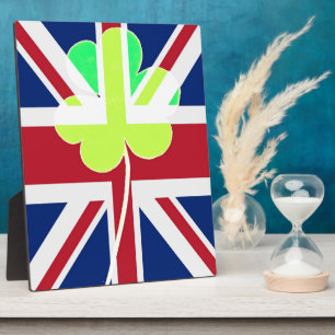 Plaque Photo Shamrock du drapeau irlandais britannique Clover S