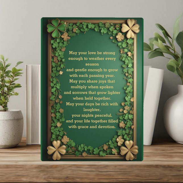 Plaque Photo Shamrock Gold Irish Blessings for Wedding & Union  (Shamrock Gold Irish Blessings for Wedding & Union Plaque)
