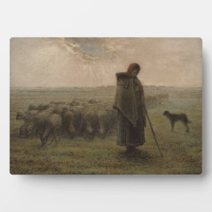 Plaque Photo Shepherdess et son troupeau 1862-63