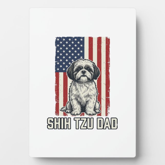 Plaque Photo Shih Tzu Dad Patriotic Flag Vintage Dog Shirt_1 (Devant)