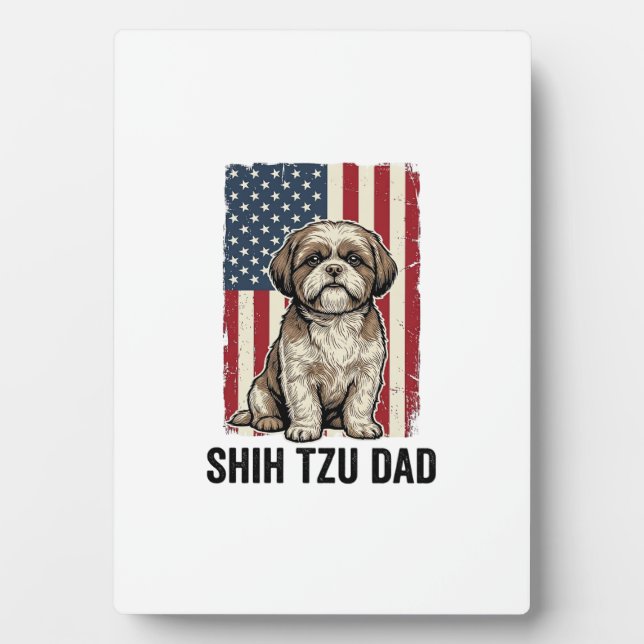 Plaque Photo Shih Tzu Dad Patriotic Vintage Dog Shirt Design_1 (Devant)