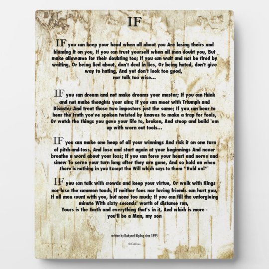 Plaque Photo Si Citation Par Rudyard Kipling Auteur De Livre Zazzle Fr