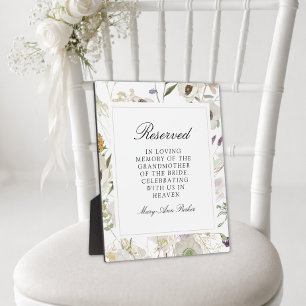 Plaque Photo "Siège réservé" Photo de mariage printanier mémor
