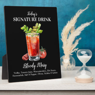 Plaque Photo Signature personnalisée Boire Bloody Mary Cocktail