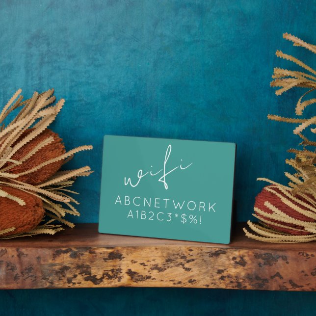 Plaque Photo SIGNE DE MOTS DE PASSE Wifi Turquoise (Côté)