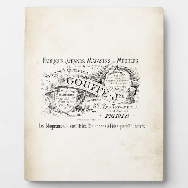 Plaque Photo SIGNE DU GRAND magasin français (Devant)