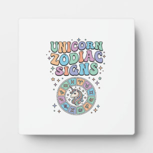 Plaque Photo Signe du zodiaque licorne Kawaii Design vectoriel_