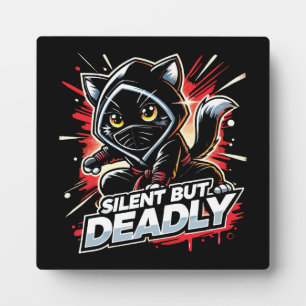 Plaque Photo Silencieux Mais Mortel - Mignonne Ninja Chat
