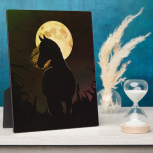 Plaque Photo Silhouette majestueuse d'un cheval sous la pleine