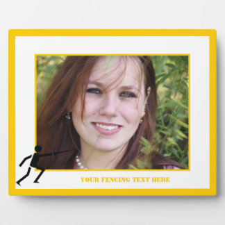 Plaque Photo Silhouette noire Fencer avec clôture d'épée person