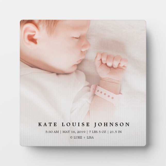 Plaque Photo Silver Gradient Nouveau bébé photo et enregistreme (Devant)
