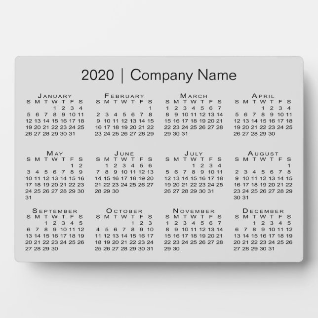 Plaque Photo Simple 2020 Calendrier Nom de l'entreprise sur le  (Devant)
