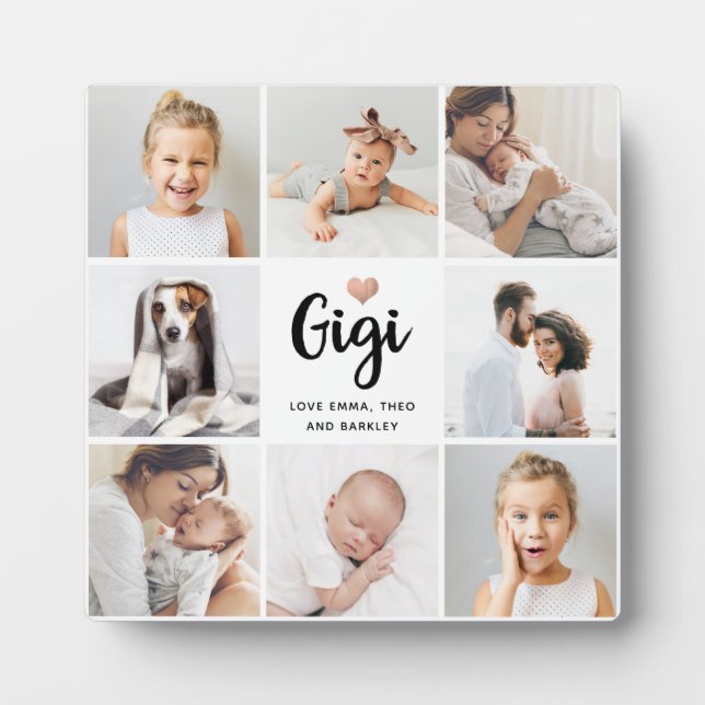 Plaque Photo Simple et chic | Collage de photos et coeur pour G (Devant)