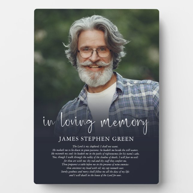 Plaque Photo Simple In Loving Memory Psaume Photo Mémoriale (Devant)