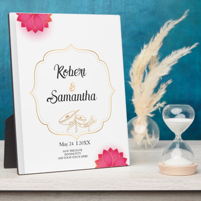 Plaque Photo Simple Lotus Minimalist wedding  (Côté)