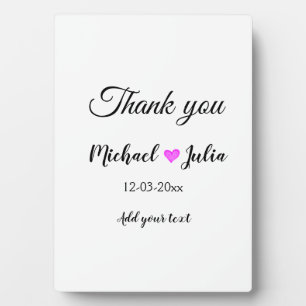 Plaque Photo Simple merci minimal couple nom cœur paillettes