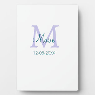 Plaque Photo simple minimum ajouter nom monogramme violet vert