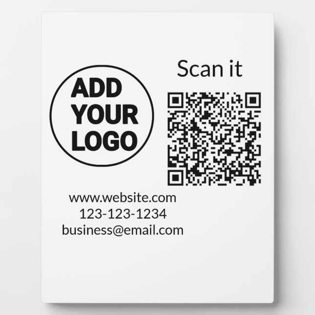 Plaque Photo Simple minimum q r code ajouter logo code d'analys (Devant)