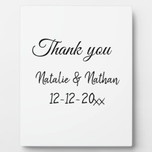 Plaque Photo Simple remerciement minimal couple nom texte date