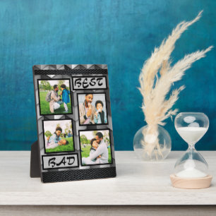 Plaque Photo Simple tendance élégant père gris 4 photo Collage