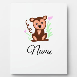 Plaque Photo singe animal aquarelle marron ajouter nom texte