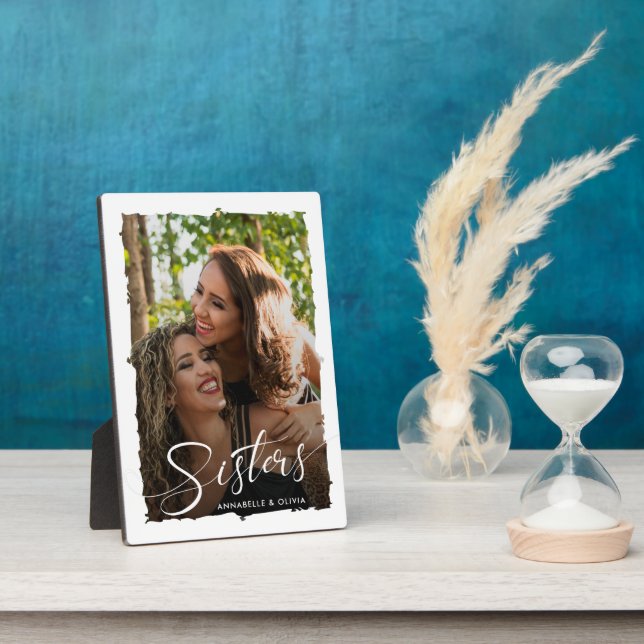 Plaque Photo Sisters Script Photo moderne (Côté)