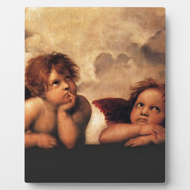 Plaque Photo Sistine Madonna 2 Anges par Raphael (Devant)