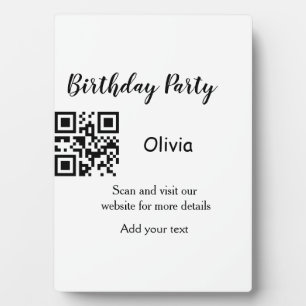 Plaque Photo Site web de fête d'anniversaire simple code-barres