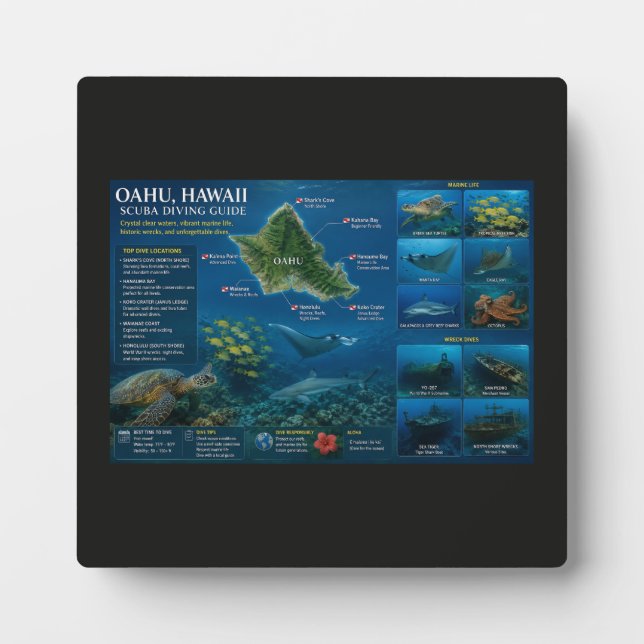 Plaque Photo Sites de plongée à Hawaï (Devant)