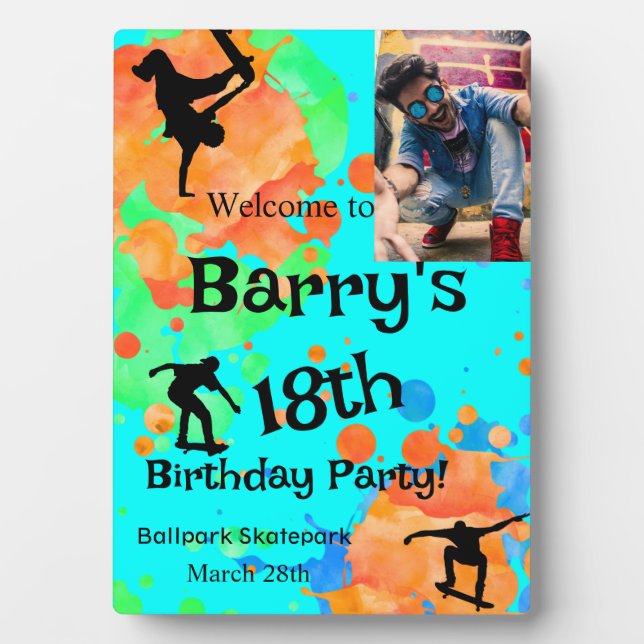 Plaque Photo Skateboard Anniversaire Photo (Devant)