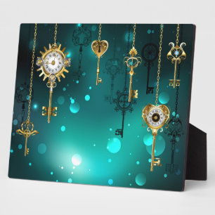 Plaque Photo Skeleton Keys on Green Background