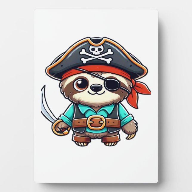 Plaque Photo Sloth Halloween Pirate Enfants Femmes Hommes Sloth (Devant)