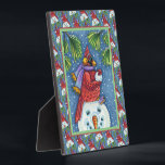 PLAQUE PHOTO SNOWMAN BODYGUARD, CHRISTMAS CARDINAL REDBIRD<br><div class="desc">ARMÉE DE BALLES À NEIGE. HUMOUR CARDINAL,  ACCENT PARFAIT POUR LA DÉCORATION SAISONNIÈRE. TABLETOP PLAQUE/EASEL - (Toutes Les Bordures Ou Trim Font Partie De L'Image Imprimée) *Personnaliser ... ...  Rechercher Plus D'Articles Susan Brack Designs</div>