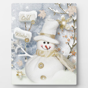 Plaque Photo Snowman hiver froid