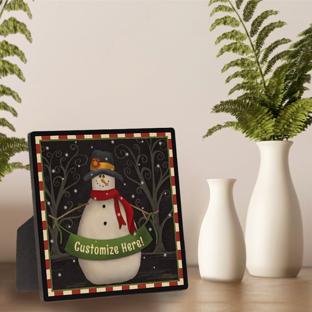 Plaque Photo Snowman mignonne Folk Custom Christmas Holiday (Créateur téléchargé)