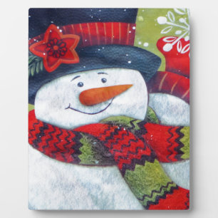 Plaque Photo Snowman Wearing