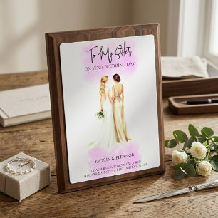 Plaque Photo Sœur personnalisée de la mariée aquarelle violette