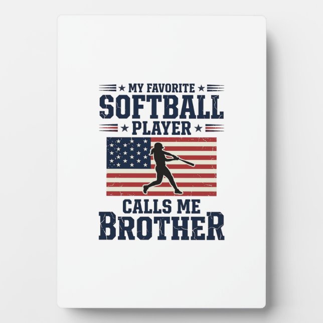 Plaque Photo Softball Brother Patriotic Vintage Engraving Shirt (Devant)