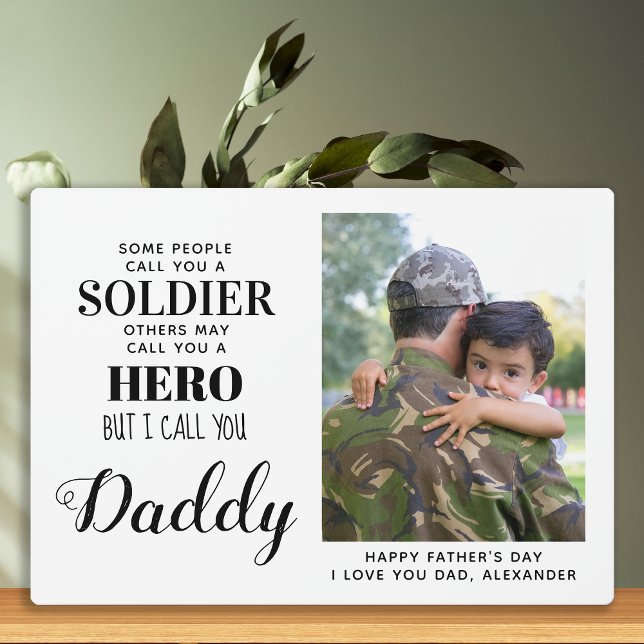 Plaque Photo Soldat héros papa de l'armée cadeau de fête des pè (Créateur téléchargé)