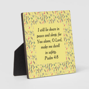 Plaque Photo SOMMEIL Jaune FLORAL EN SÉCURITÉ Chambre Chrétienn