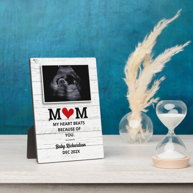 Plaque Photo Sonogramme de Faire-part de grossesse ultrasonaire (Côté)