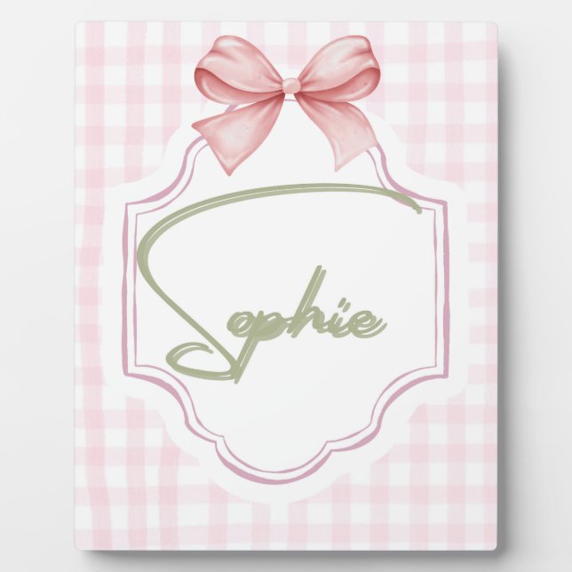 Plaque Photo Sophie personnalisée Baby Girl Nursery Bow&En vich (Devant)