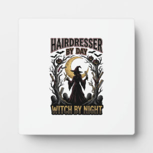 Plaque Photo Sorcière Coiffeuse Halloween Styliste de jour Desi