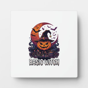 Plaque Photo Sorcière de base Halloween Citrouille Croissant de
