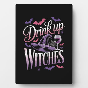 Plaque Photo Sorcière de Halloween Vin � Buvez