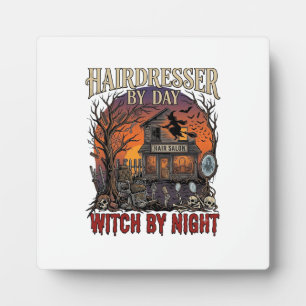 Plaque Photo Sorcière de jour de coiffeuse Nuit de Halloween Sa