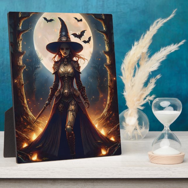 Plaque Photo Sorcière de la forêt Steampunk Halloween (Côté)